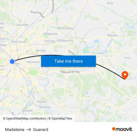 Madeleine to Guerard map