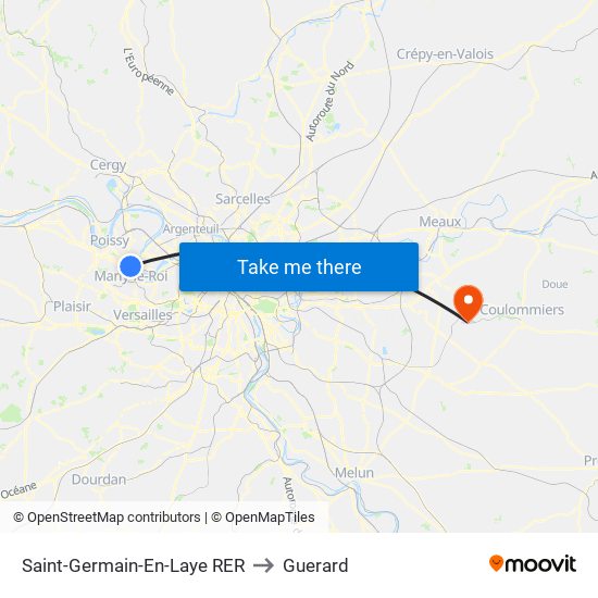 Saint-Germain-En-Laye RER to Guerard map