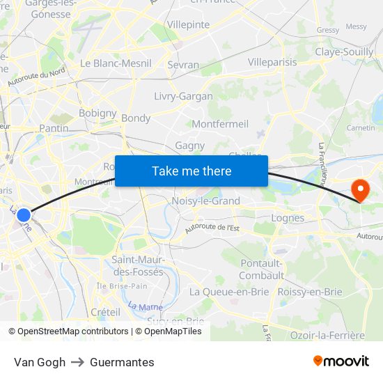 Van Gogh to Guermantes map