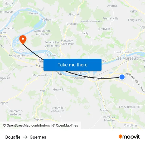 Bouafle to Guernes map
