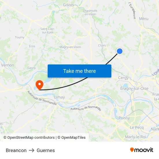 Breancon to Guernes map