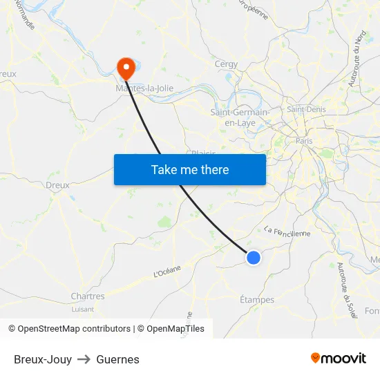Breux-Jouy to Guernes map