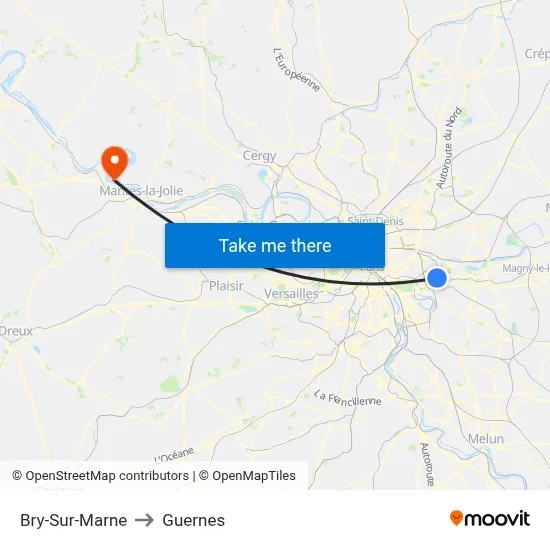 Bry-Sur-Marne to Guernes map