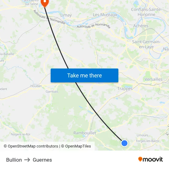 Bullion to Guernes map