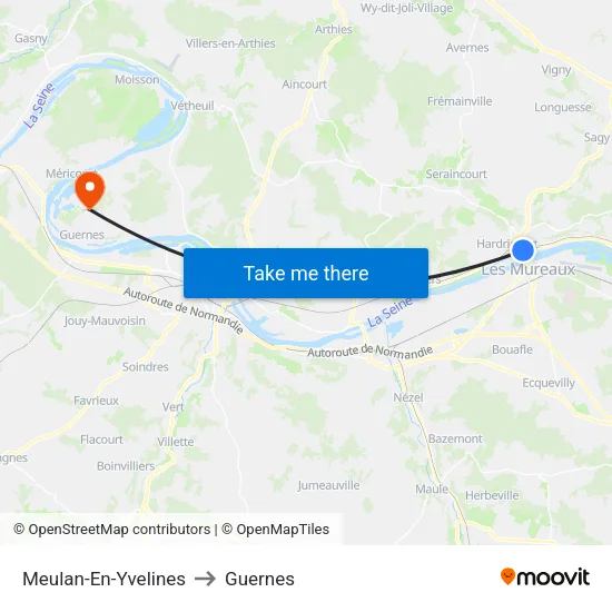 Meulan-En-Yvelines to Guernes map