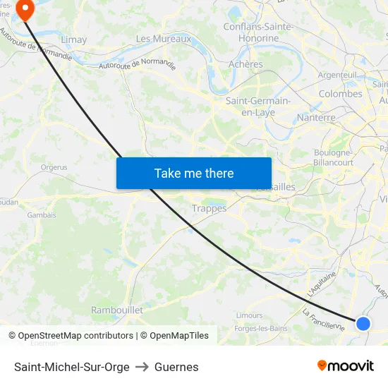 Saint-Michel-Sur-Orge to Guernes map