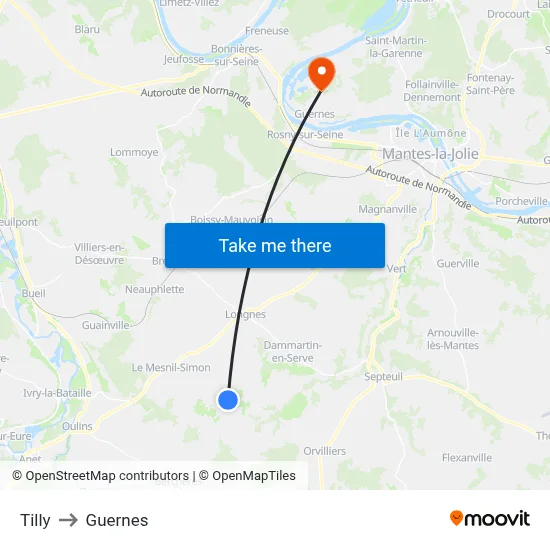 Tilly to Guernes map