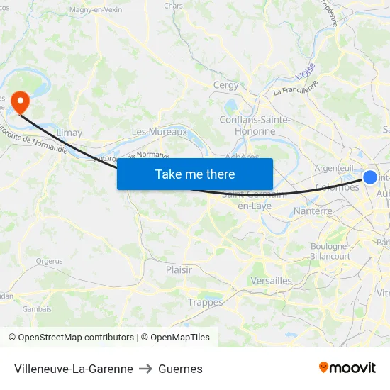 Villeneuve-La-Garenne to Guernes map