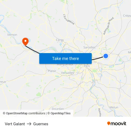 Vert Galant to Guernes map