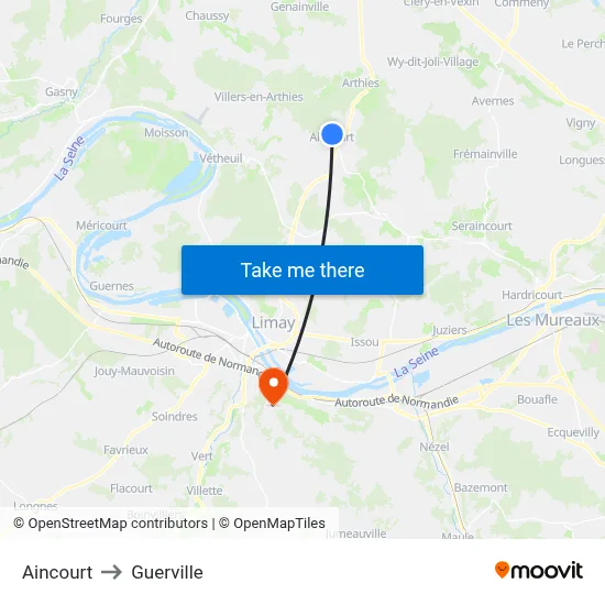 Aincourt to Guerville map