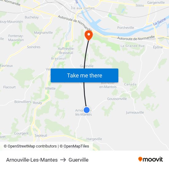 Arnouville-Les-Mantes to Guerville map