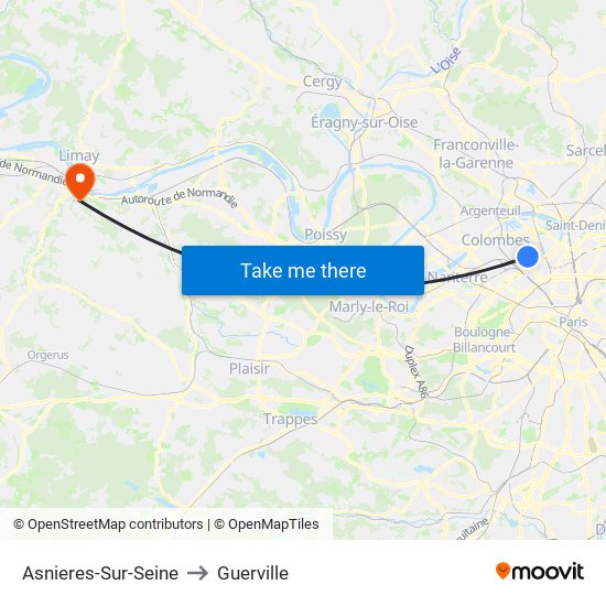 Asnieres-Sur-Seine to Guerville map