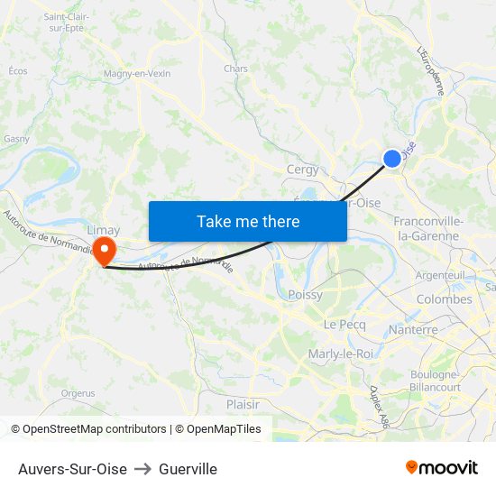 Auvers-Sur-Oise to Guerville map