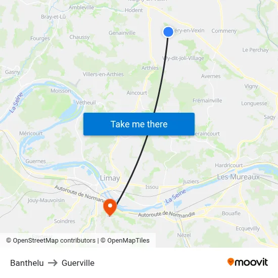 Banthelu to Guerville map