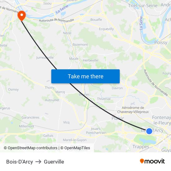 Bois-D'Arcy to Guerville map