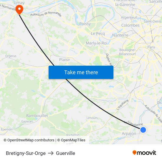 Bretigny-Sur-Orge to Guerville map