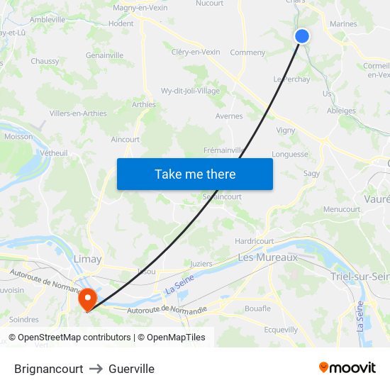 Brignancourt to Guerville map