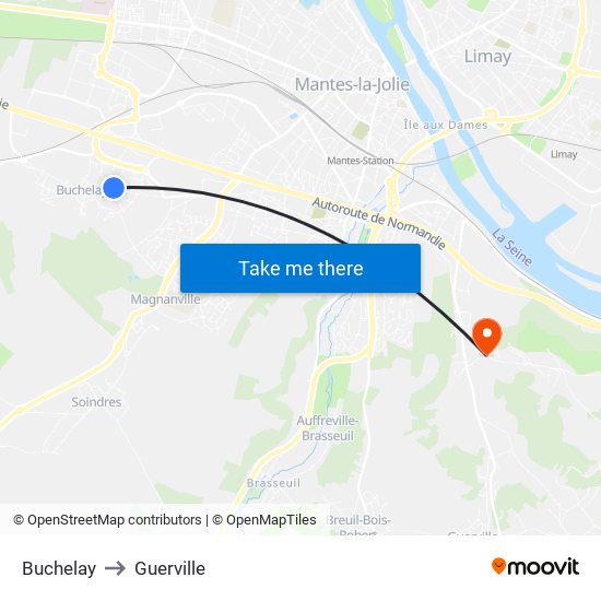 Buchelay to Guerville map