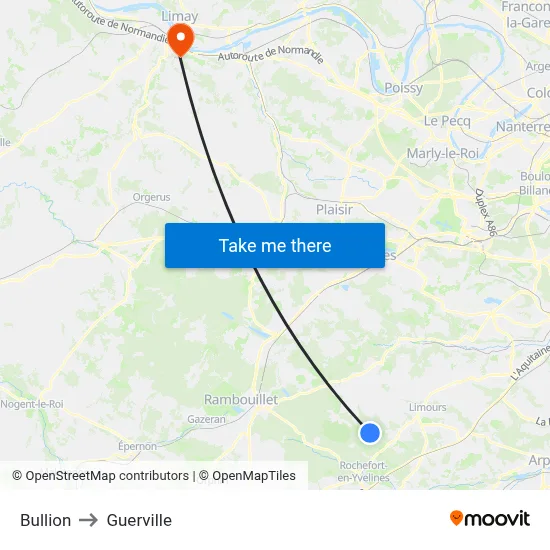 Bullion to Guerville map