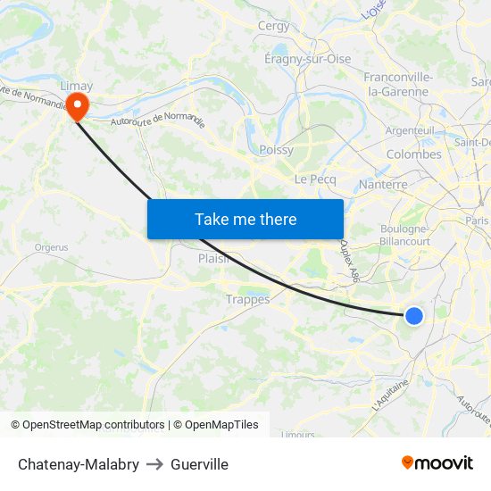 Chatenay-Malabry to Guerville map