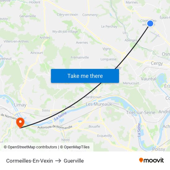 Cormeilles-En-Vexin to Guerville map