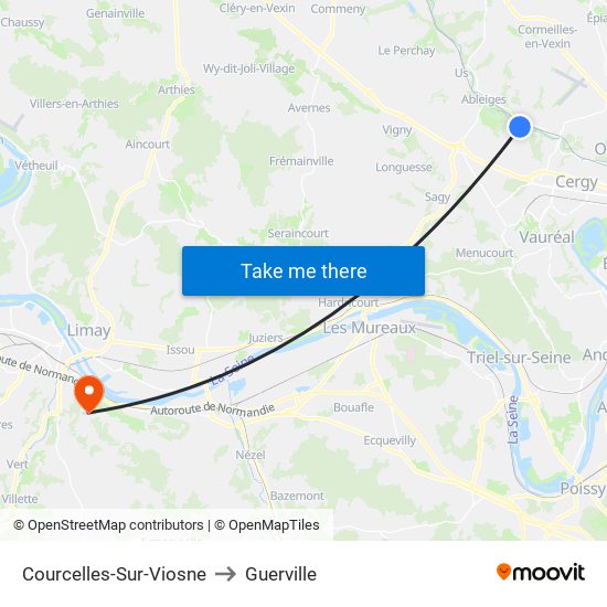 Courcelles-Sur-Viosne to Guerville map