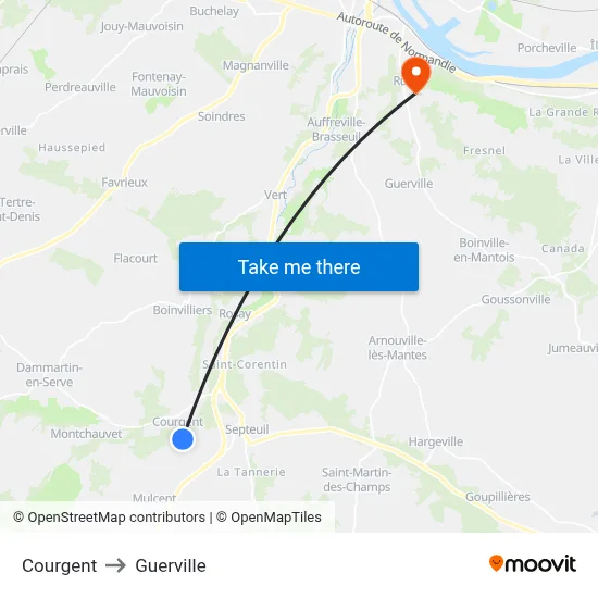 Courgent to Guerville map