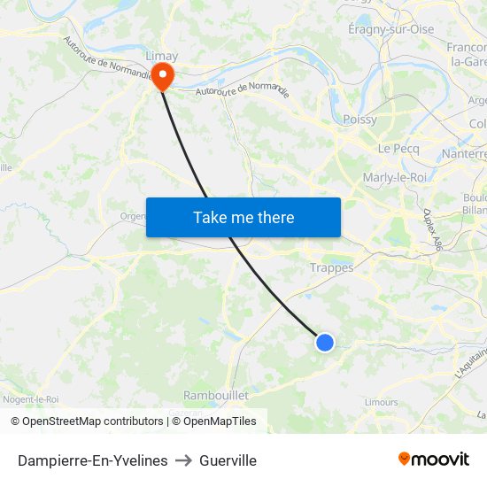 Dampierre-En-Yvelines to Guerville map