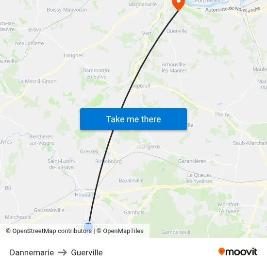 Dannemarie to Guerville map