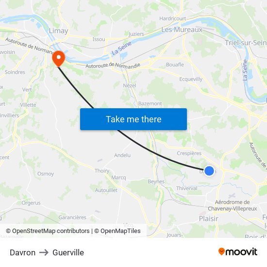 Davron to Guerville map