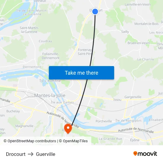 Drocourt to Guerville map