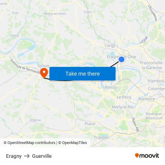 Eragny to Guerville map
