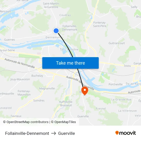 Follainville-Dennemont to Guerville map