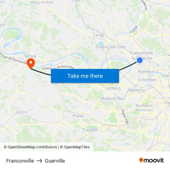 Franconville to Guerville map