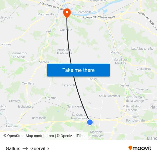 Galluis to Guerville map