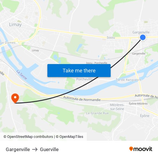 Gargenville to Guerville map