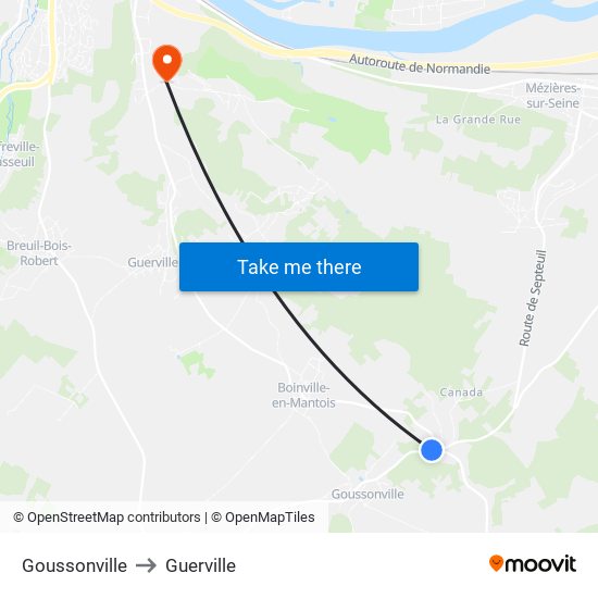 Goussonville to Guerville map