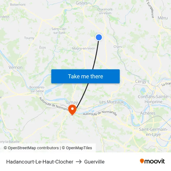 Hadancourt-Le-Haut-Clocher to Guerville map