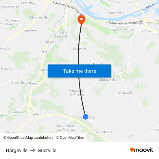 Hargeville to Guerville map