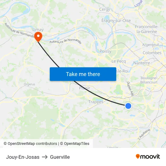 Jouy-En-Josas to Guerville map