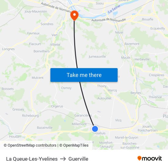 La Queue-Les-Yvelines to Guerville map