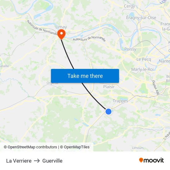 La Verriere to Guerville map