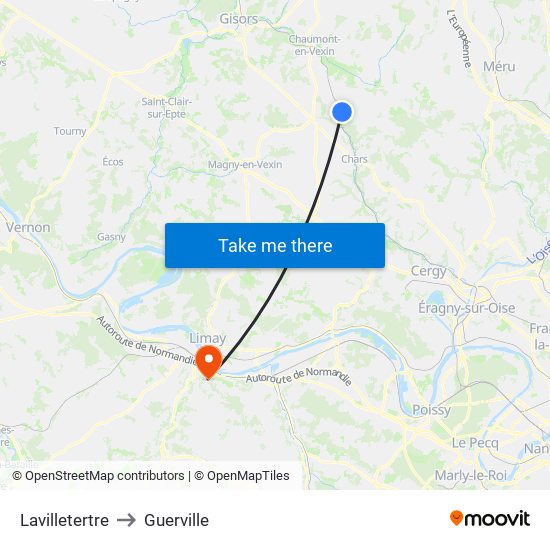 Lavilletertre to Guerville map