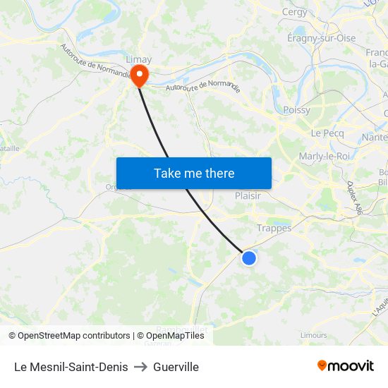 Le Mesnil-Saint-Denis to Guerville map