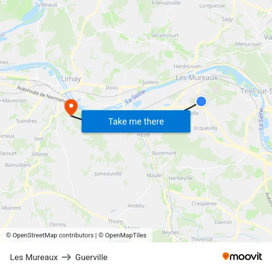 Les Mureaux to Guerville map