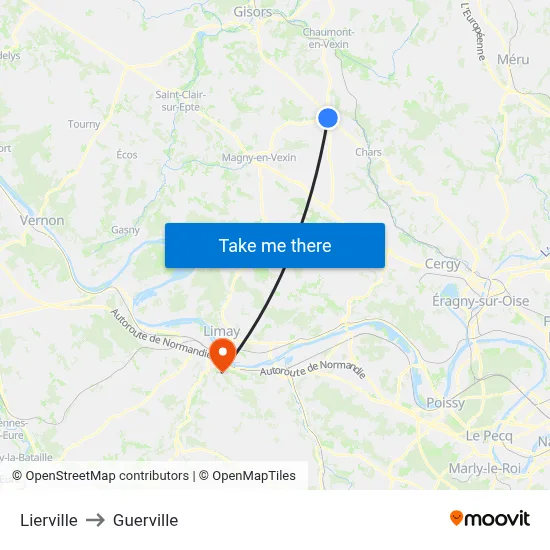 Lierville to Guerville map