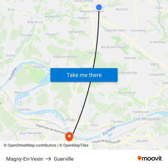 Magny-En-Vexin to Guerville map