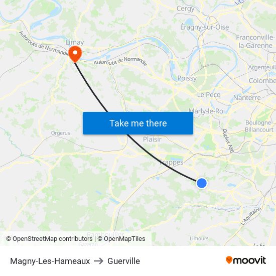 Magny-Les-Hameaux to Guerville map