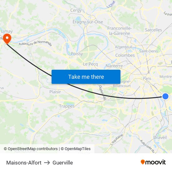 Maisons-Alfort to Guerville map