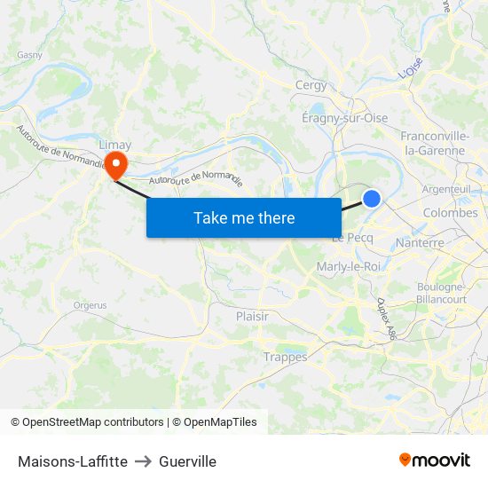 Maisons-Laffitte to Guerville map